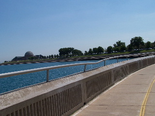Chicago Lakefront Trail as it goes around the Shedd Aquarium